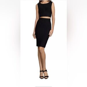 BCBGMaxAzria Alexia Black Alexia Midi Pencil Skirt Knee Stretch Bondage Sz M